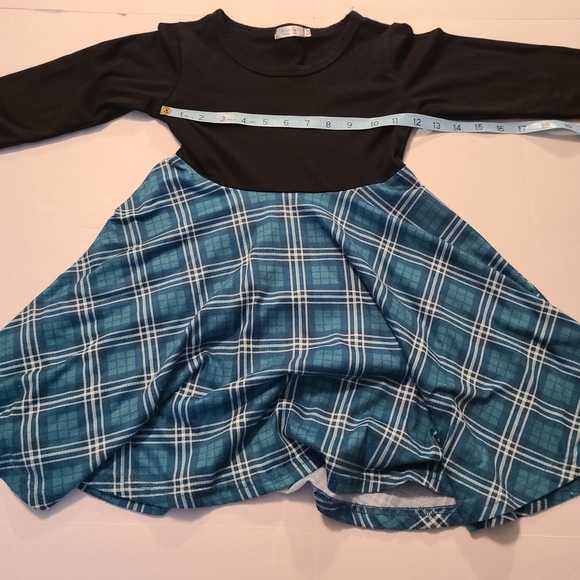 Black and Blue/Green Plaid Kids Dress EUC Size 6/7 - Picture 5 of 8